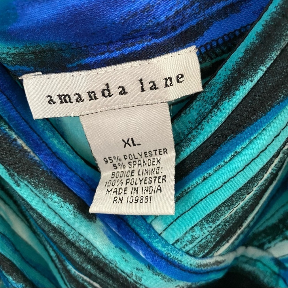 Amanda lane maxi dress blue green abstract tropical print y2k - Picture 5 of 11